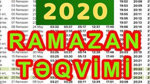 Ramazan ayının TƏQVİMİ 2020 - orucluq təqvimi 2020 / Ramazan 2020